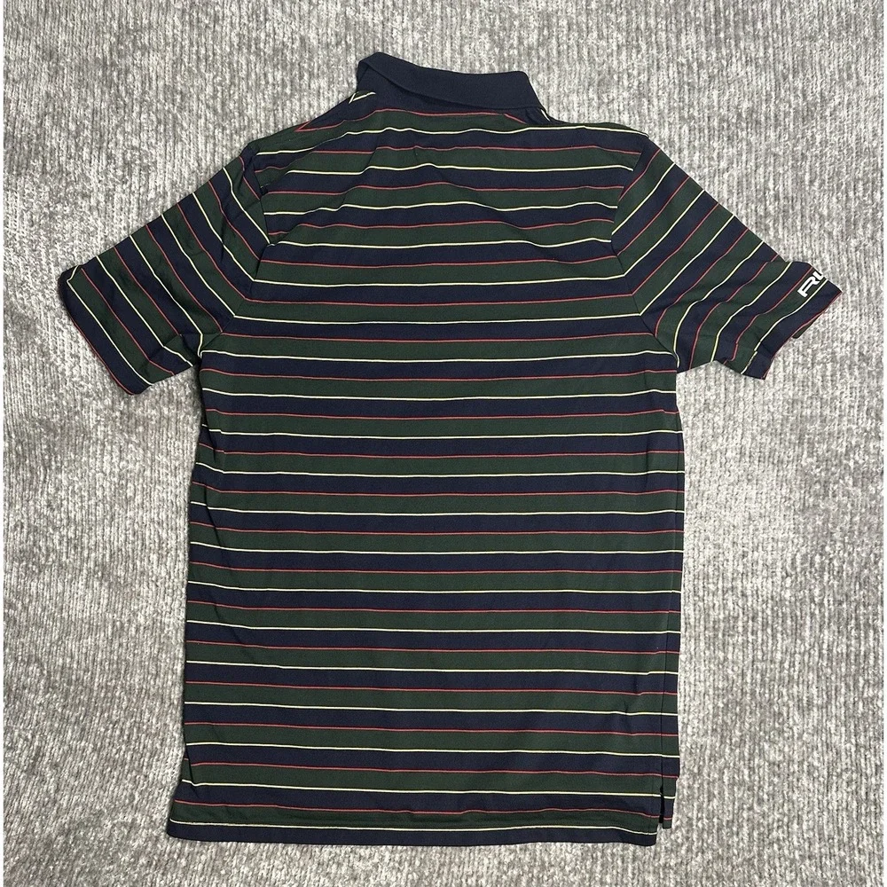 RLX Ralph Lauren Polo Shirt Mens Large Navy Multicolor Stripe Golf Performance